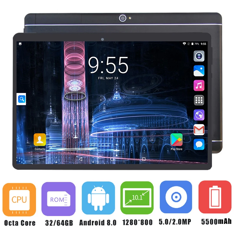 Новинка, Google Play, ОС Android 8,0, 10 дюймов, планшет, четыре ядра, 4 Гб ram, 64 ГБ rom, 1280*800, ips, gps, wifi, Детские планшеты, 10 10,1