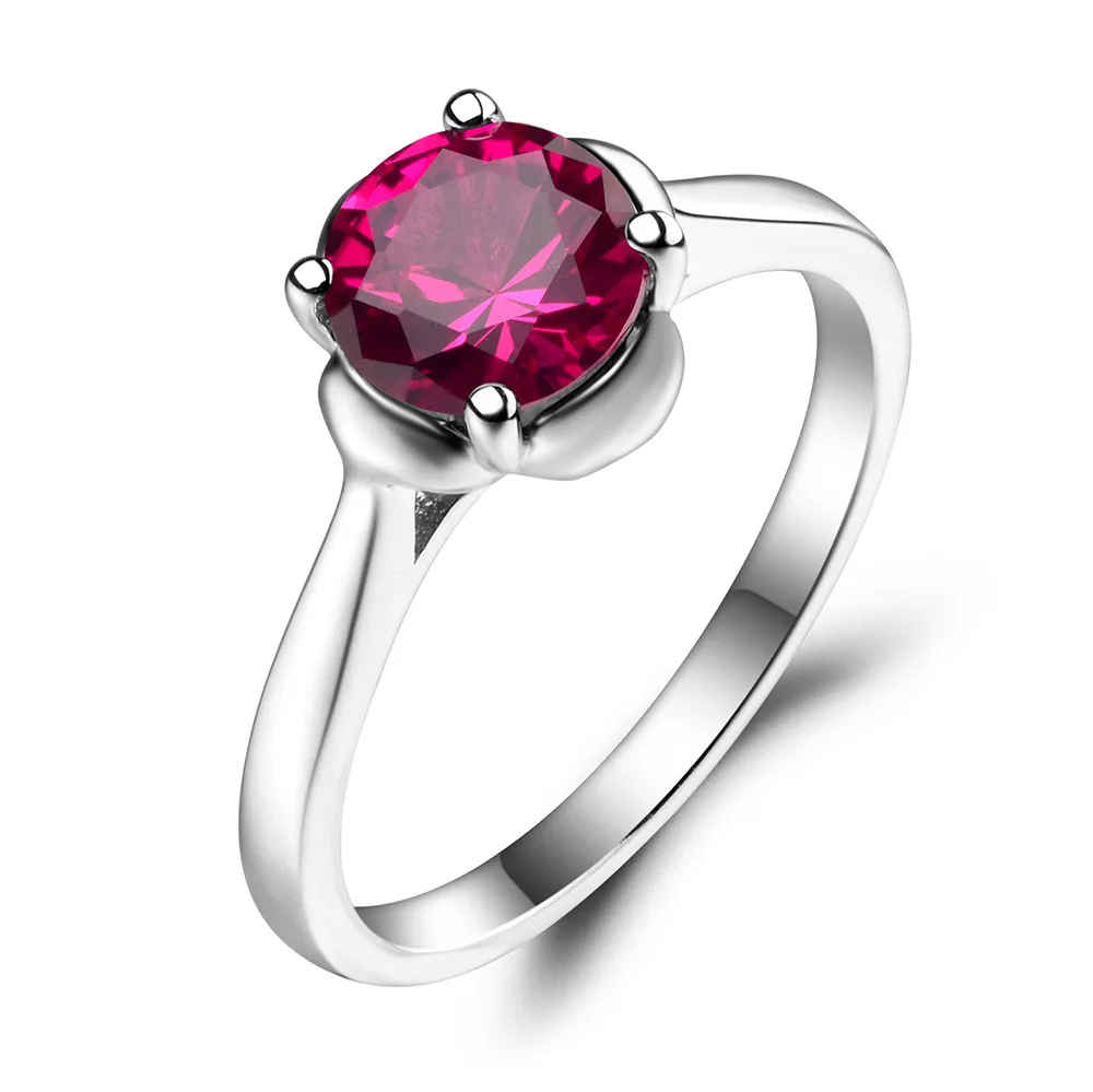 Украшения leige красный рубин обручальное кольцо круглой формы Стерлинговое