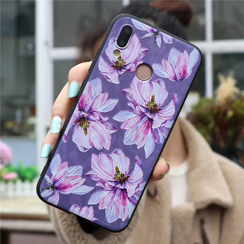 3D цветок чехол с тиснением для huawei Y5 Y6 Y7 рro рrime Y9 Honor 6A 7A 7X 8A 8X9 10 вид 20 Lite 10i 20i играть чехлы из ТПУ