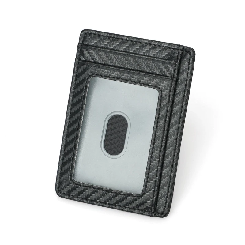 Держатель для кредитных карт BONAMIE из углеволокна Мини тонкие кошельки RFID черный