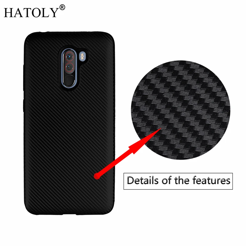 HATOLY For Fundas Xiaomi Pocophone F1 Case Mi Soft TPU Carbon Fiber Back Cover Cases for Global Little |