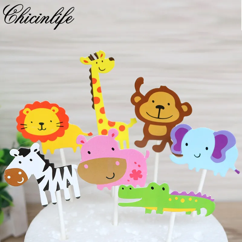 Chicinlife 7 шт. зоопарк с животными в джунглях торт на 1 й день рождения топперы для
