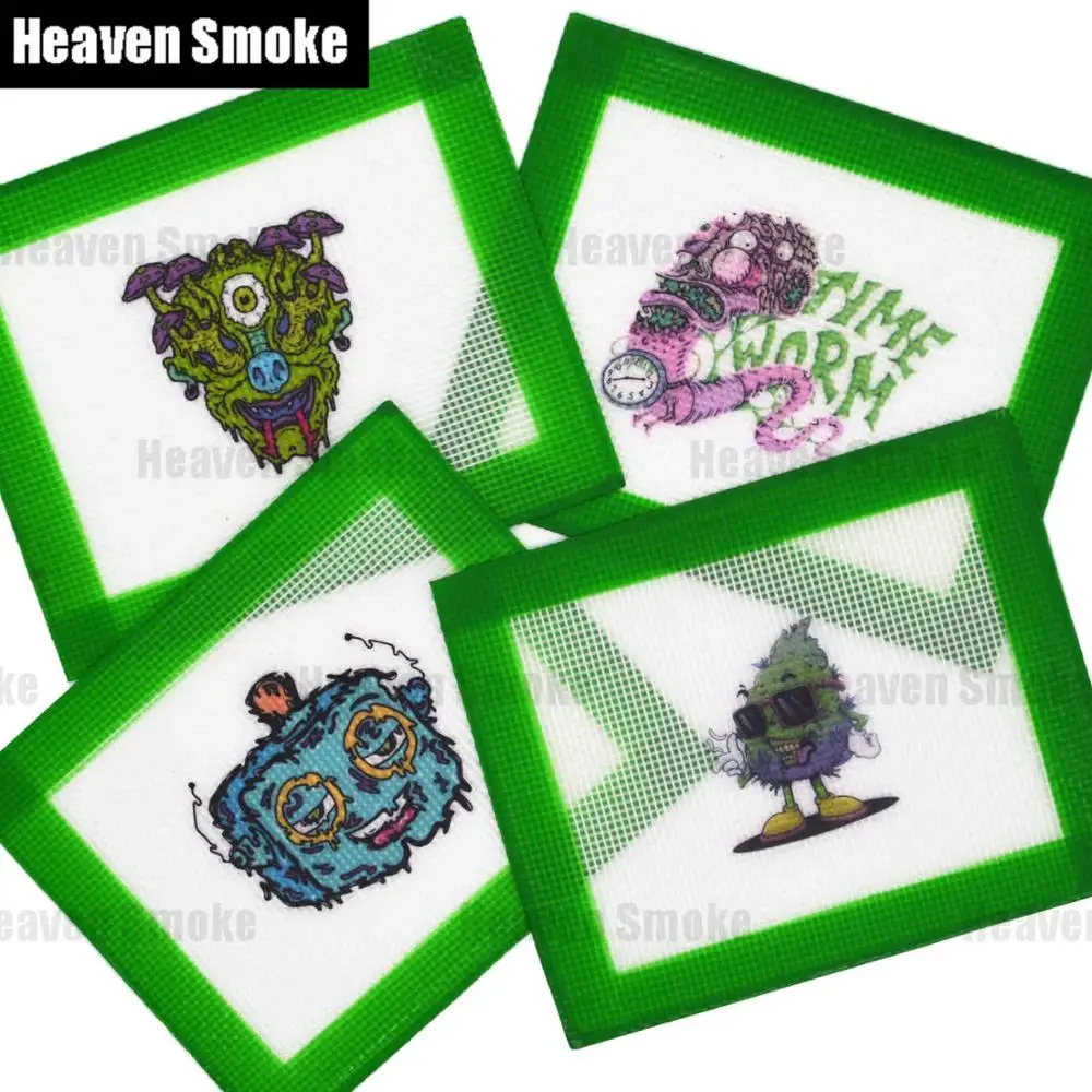 4 monster green kit Non-stick Wax Mat Pad Silicone Nonstick Mat for wax dry herb vape pen dabber tool Small Silicone Baking Mats Dab Oil Wax Extract - Color: 4 monster green kit