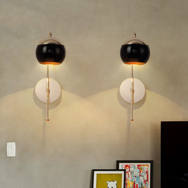 Современный домашний Художественный Черный Стеклянный шар настенная лампа для