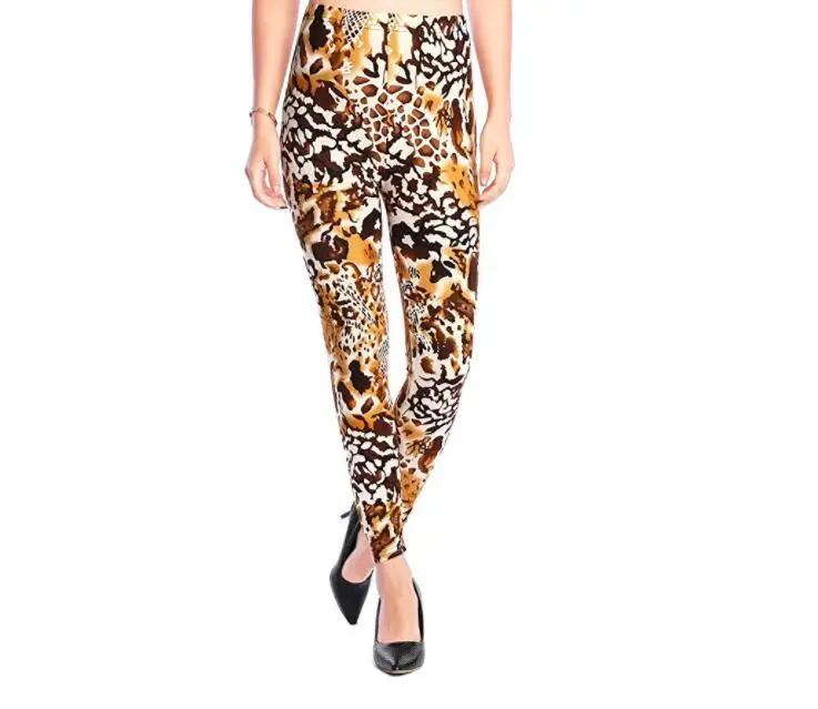 Yellow leopard CHSDCSI женские леггинсы для фитнеса, Стрейчевые брюки с высокой талией, леггинсы с цветочным принтом, эластичные леггинсы для тренировок, штаны с эффектом пуш-ап - Цвет: Yellow leopard