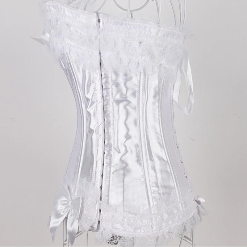 

Sexy Women Ruffle Lace Bustier Underbust Corset Skirt Shaper Slim Lace Up Steel Boned Waist Cincher Slim Control Top Shapewear