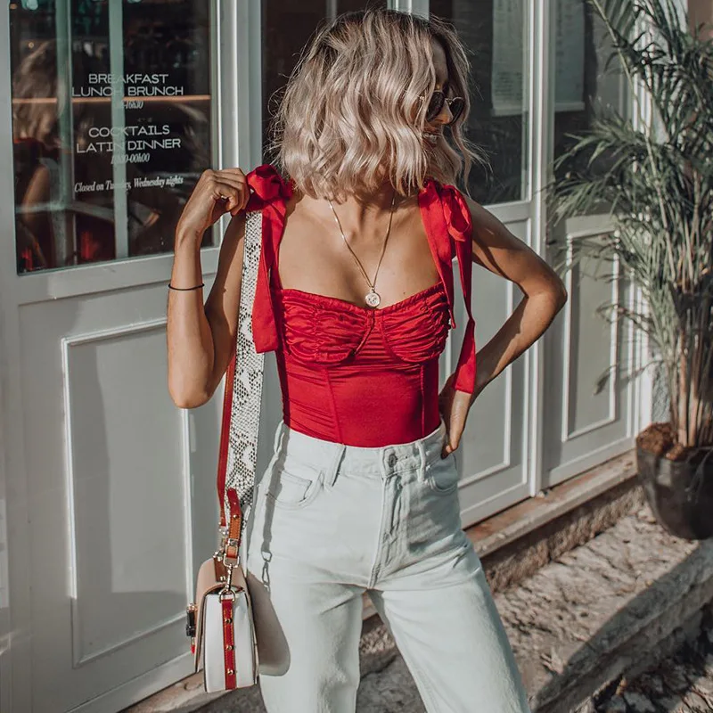 Meyoung Ruched Satin Crop Top Women Clothes 2019 Tops Tank Summer Sexy Camis Beach Femme Streetwear Camisas Bustier | Женская одежда