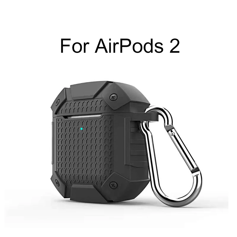 Gray for AirPods 2 Для AirPods зарядный чехол водонепроницаемый защитный Ударопрочный силиконовый чехол спортивный дизайн с жестким рукавом и брелоком - Цвет: Gray for AirPods 2