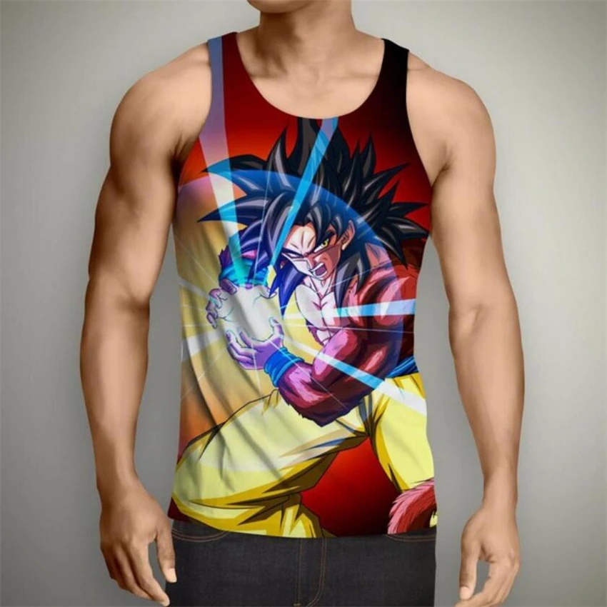 Классические топы на бретелях в стиле аниме «Dragon Ball Z Super Saiyan», красивый летний Повседневный жилет с 3d принтом «Goku/Vegeta/Majin Buu»