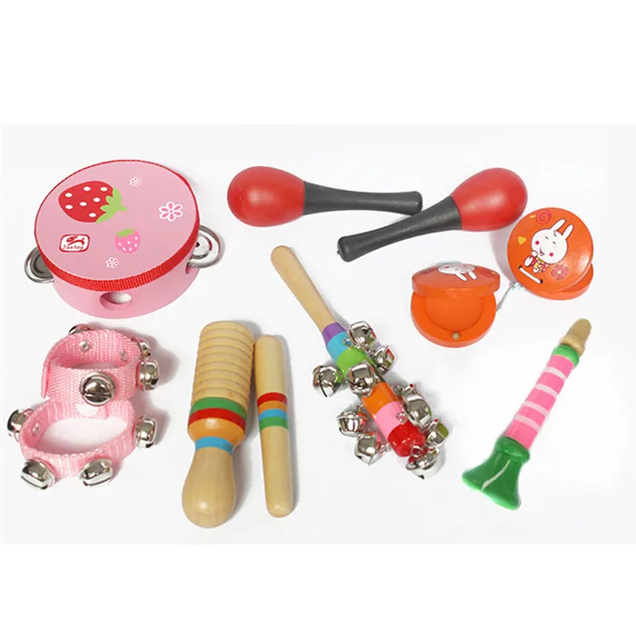 10pcs for girl 10-19 шт музыкальные инструменты набор детей раннего возраста музыкальные ударные игрушки комбинация детский сад обучающие средства - Цвет: 10pcs for girl
