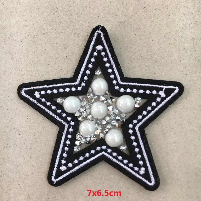 10PCs Star Patch Applique Embroidery Clothes Badges Patches Iron on T-shirt Hat DIY Decoration Rhinestones Badge for Coat Jacket | Дом и сад