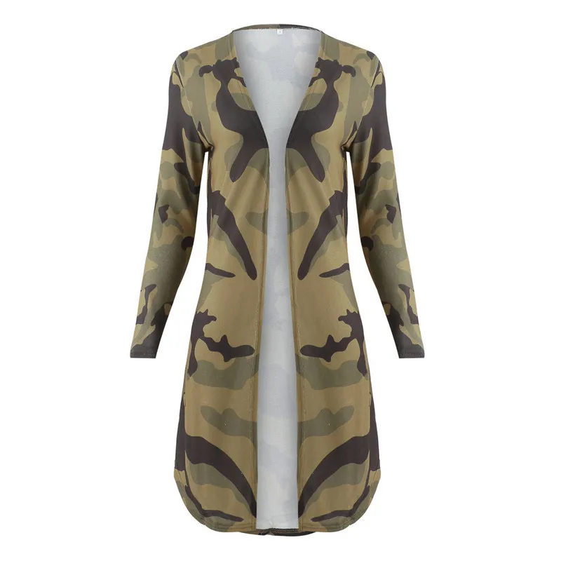 Леопардовый принт камуфляж Длинные кардиганы Топы женские повседневные