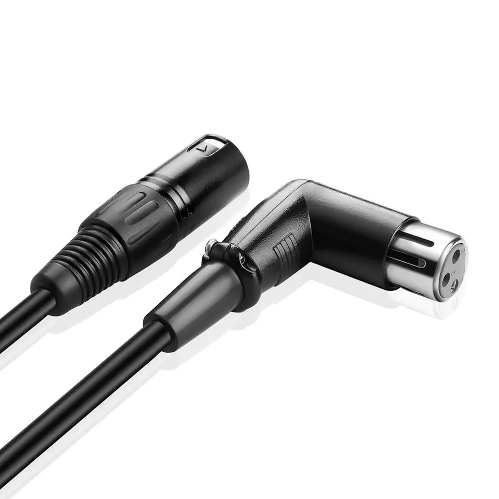 3ft 6ft Microphone Head Right Angle XLR 3-pin Female to Male Extension Mic Cable Black Color Durable 1M/2M |