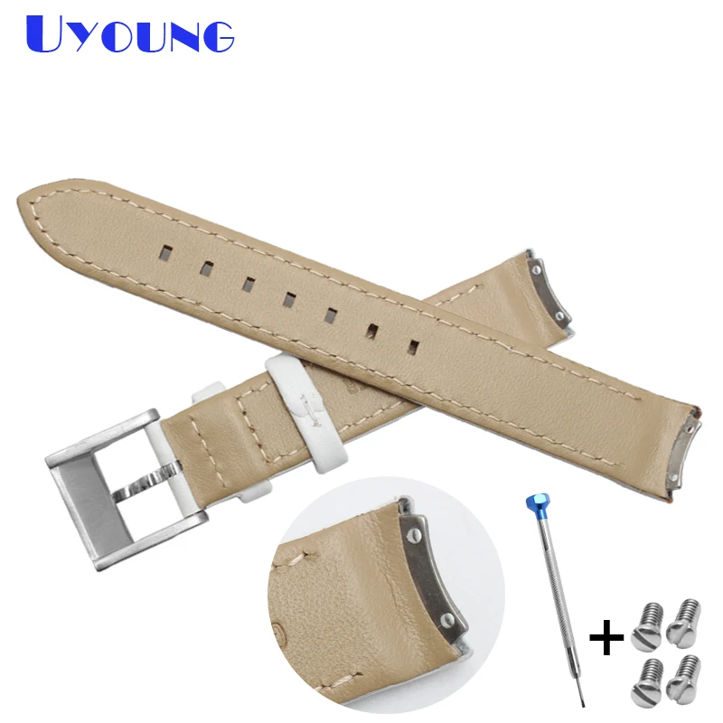 Оригинальные часы с кожаным браслетом под заказ 17 мм женские дуговым носком из