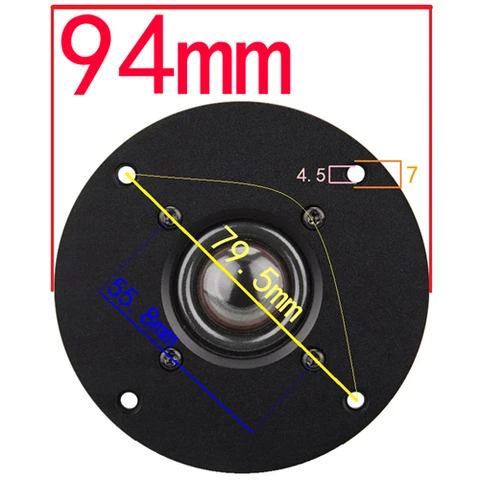 HIFIDIY LIVE  X1II 4 inch 4.5 Tweeter Speaker Unit aluminum panel  transparent Silk membrane 6OHM30W Treble Loudspeaker 94~120mm