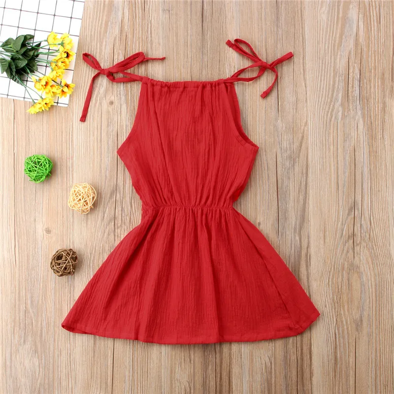 Kids Toddler Baby Girl Dress Summer Sleeveless Red Floral Cute Clothes Princess Beach Cotton Casual Girls Clothing Dresses | Детская