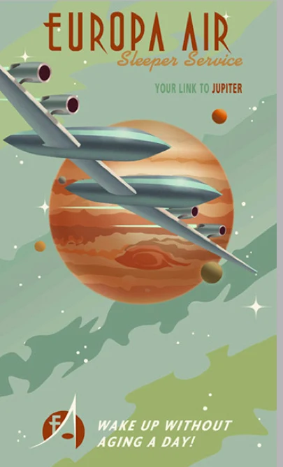 Europa Air Sleep Service Jupiter Landscape Trip старинный ретро постер из путешествия холст DIY