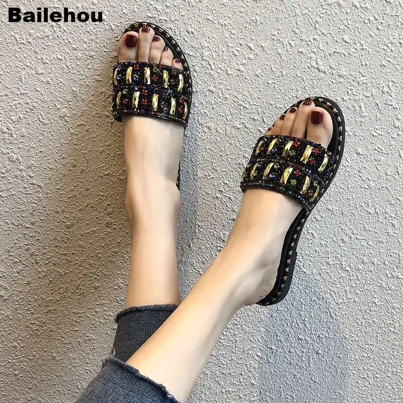 Женские тапочки Bailehou новые модные Брендовые однотонные туфли на плоской подошве