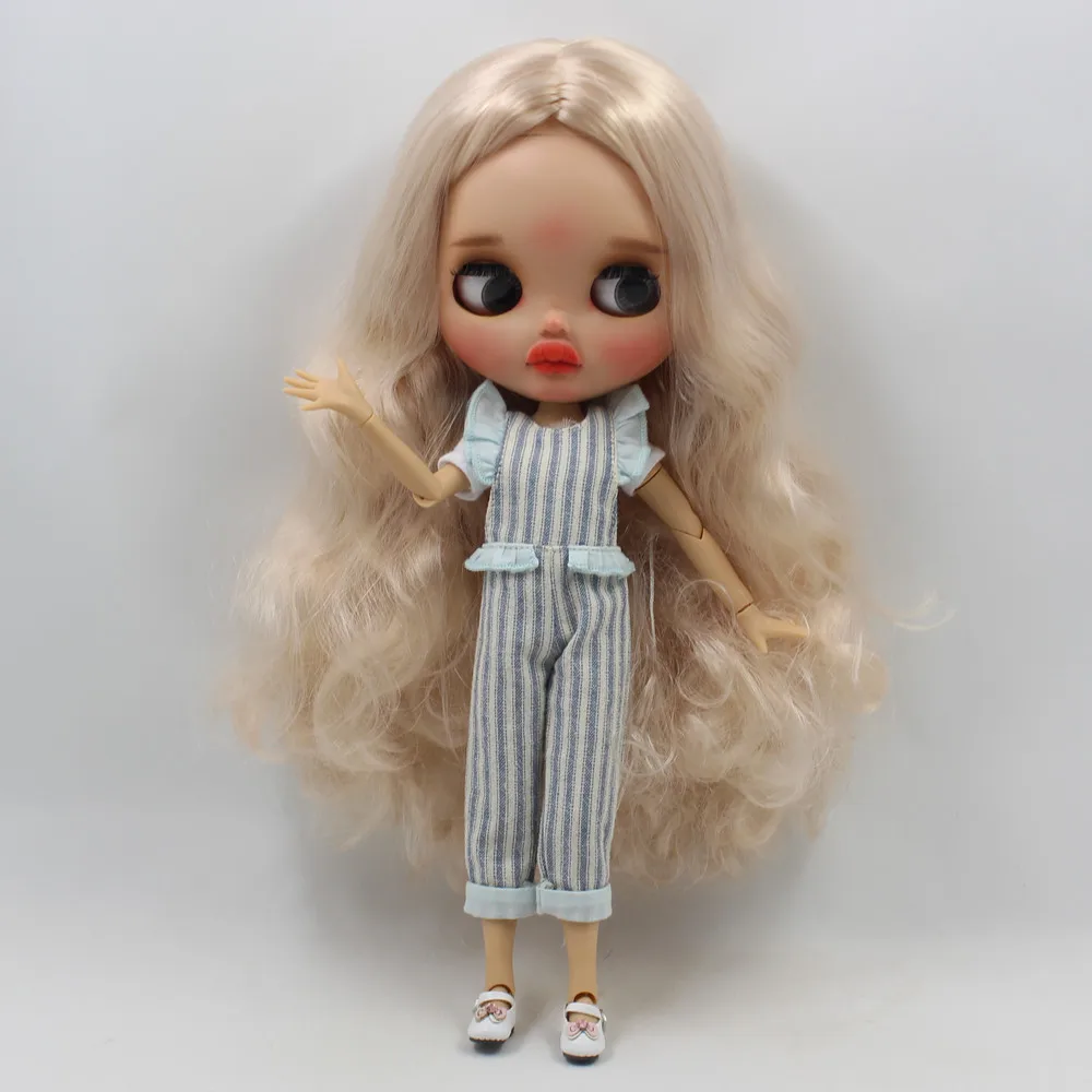 Одежда для кукол DBS blyth icy розовый синий полосатый комбинезон белый с коротким