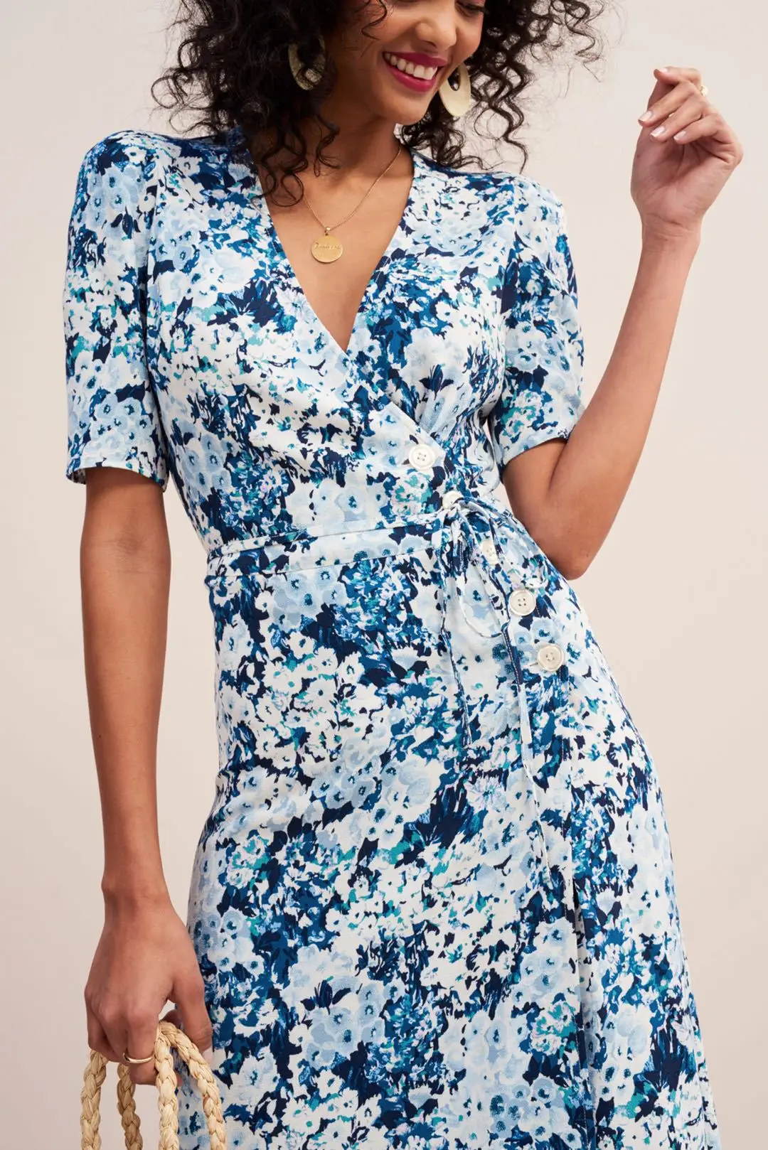 Женское платье с v-образным вырезом элегантное французское платье миди с пуговицами сбоку
