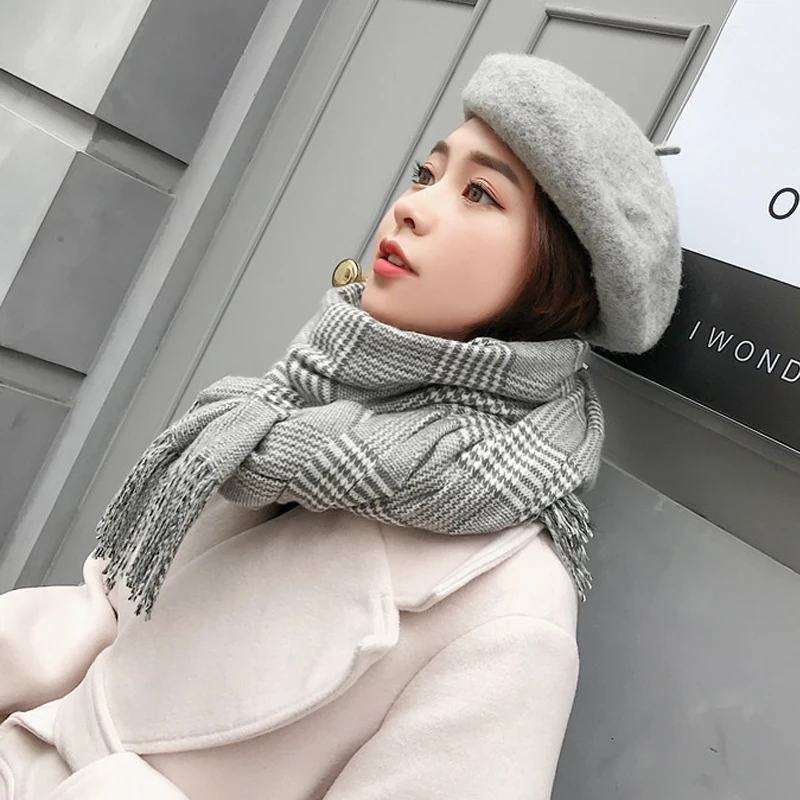 Шарф женский длинный отрезок Корейская версия дикая британская решетка воротник