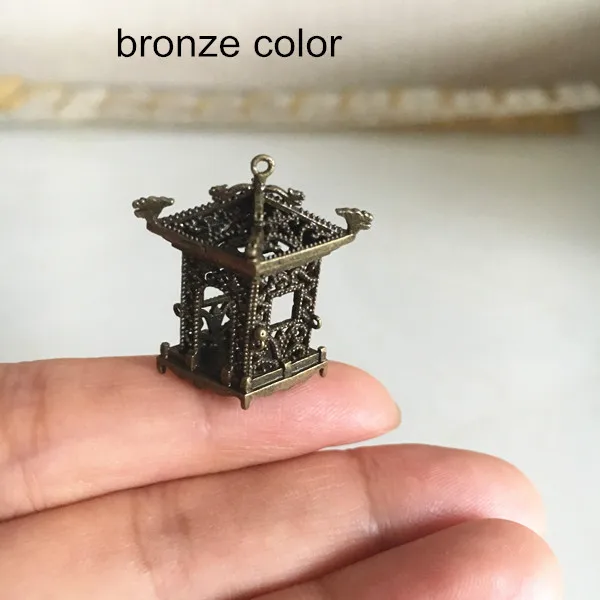 Bronze color 2 шт 3D латунные подвески павильона 23*23*17 мм, латунная отливка ромб павильон Подвески для изготовления ювелирных изделий, DIY ремесла - Окраска металла: Bronze color