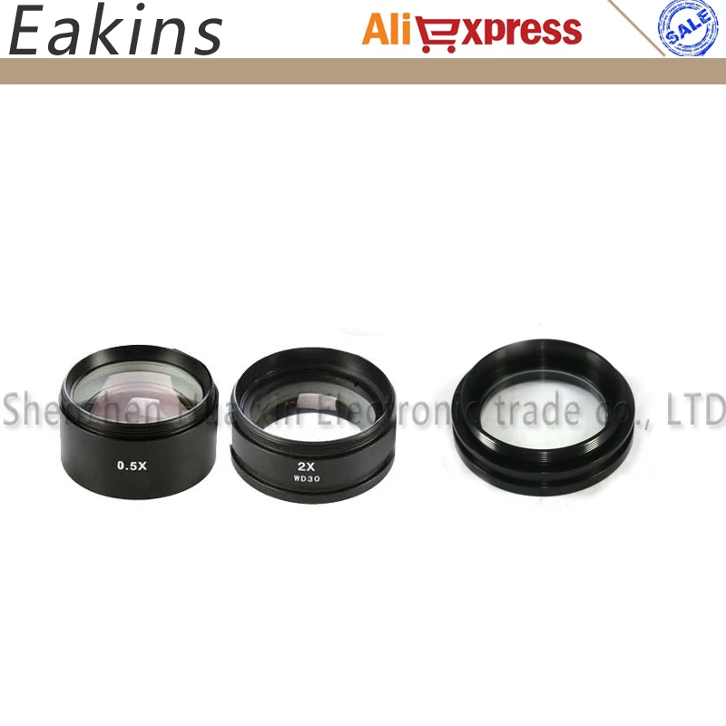 

3pcs/lot 0.5X 1X 2X Auxiliary Objective Lens FOR STEREO ZOOM MICROSCOPE Microscope Accessoires