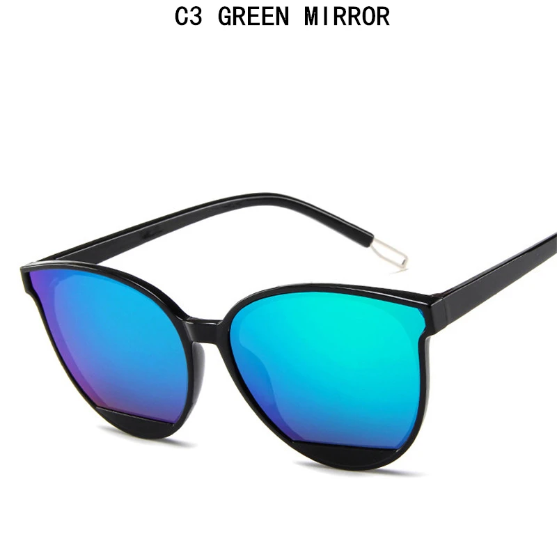 Green Mirror Новинка, кошачий глаз, женские солнцезащитные очки, тонированные цветные линзы, Мужские Винтажные Солнцезащитные очки в форме, женские очки, синие солнцезащитные очки, фирменный дизайн - Цвет линз: Green Mirror