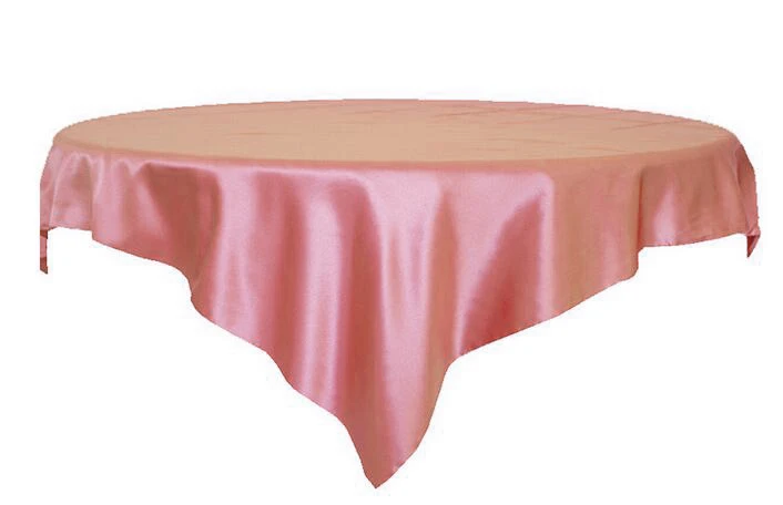 peach 1 шт. 145x145 см черная атласная Скатерть, двойной сшитый край, Скатерть для свадьбы, дома, рождественской вечеринки, украшение стола - Цвет: peach