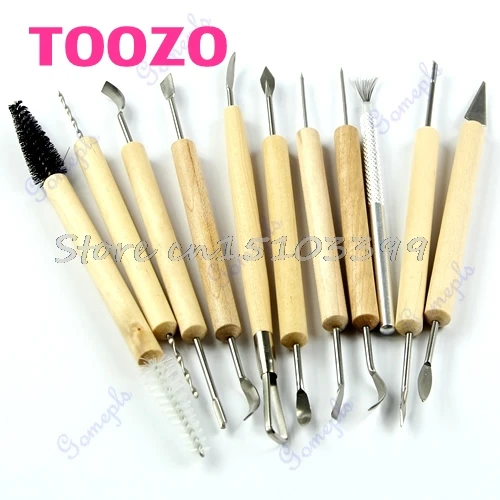 11Pcs Wood Handle Wax Pottery Clay Sculpture Carving Modeling Tool DIY Craft Set Drop Ship | Инструменты