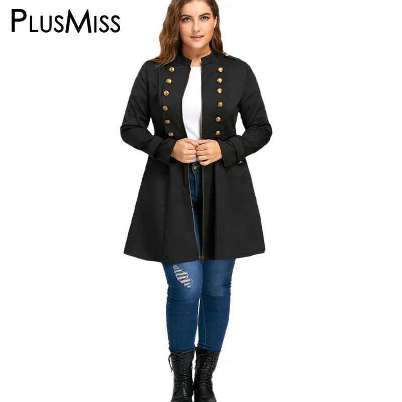 Plus Size 5XL Autumn Winter 2017 Double Breasted Flare Coat Women Oversized Zipper Trench Windbreaker Female Outerwear | Женская одежда