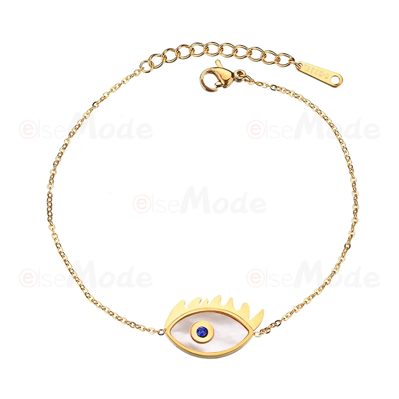 ELSEMODE очаровательный браслет из нержавеющей стали с изображением сглаза ракушек