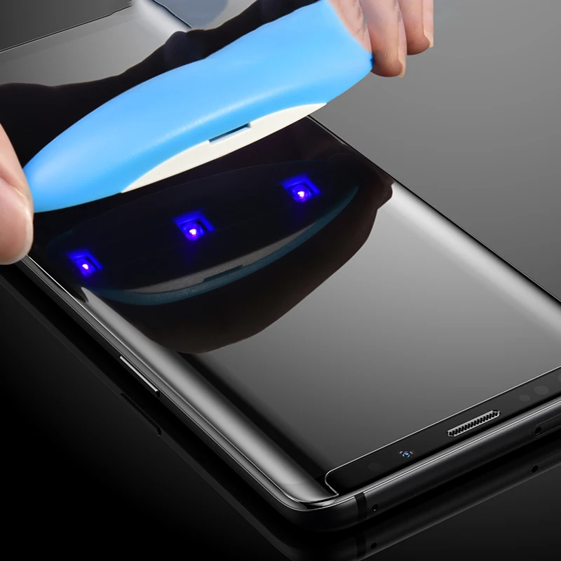 EXUNTON для samsung Galaxy S8, S9, S8plus, S9plus, 3D, УФ, жидкий, изогнутый, полный клей, чехол, дружественное закаленное стекло, Защитная пленка для экрана