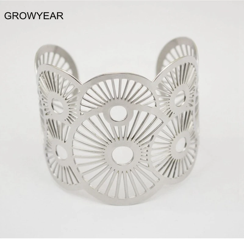 Полированное Серебро Цвет ажурный геометрический браслет ювелирные изделия