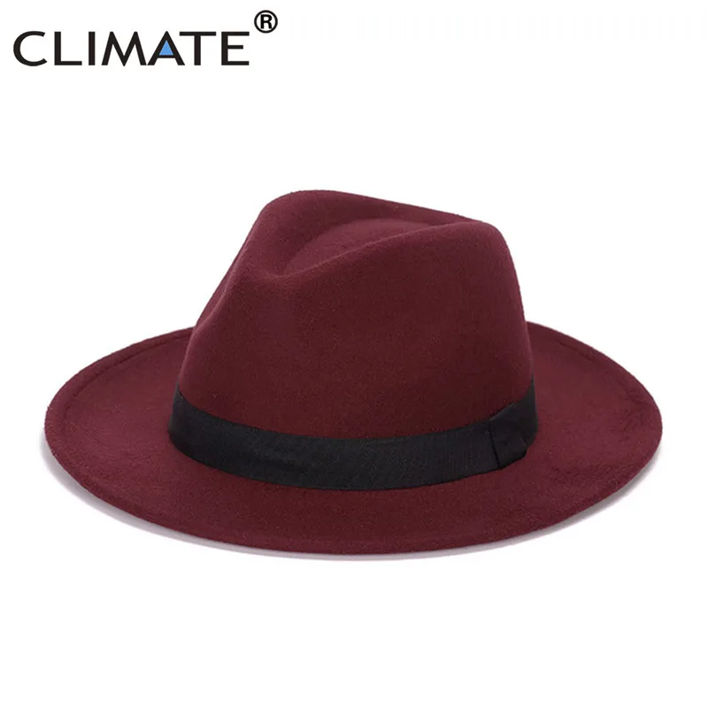 Женская джазовая Шляпа Fedora в ковбойском стиле, женские Джазовые шляпы для женщин, Мужская Шляпа Fedora, модная шерстяная шляпа из полиэстера, ковбойская фетровая шляпа - Цвет: Wine
