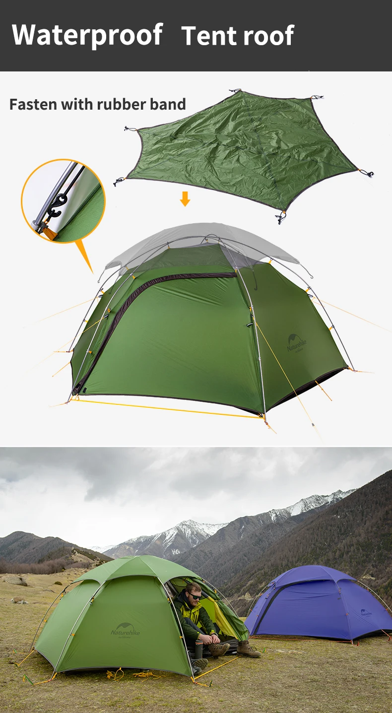 NatureHike облако пик 2 гексагональной Сверхлегкий Палатка 2 человек Открытый Кемпинг Туризм 4 сезона двухслойная ветрозащитная палатка