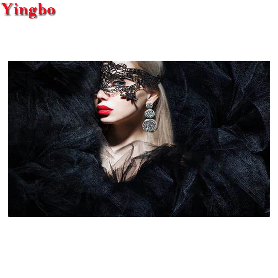 Большая Diy Алмазная картина маска женская мозаичная живопись стразами полная