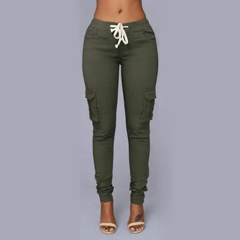 Женские узкие брюки с несколькими карманами эластичные колготки стрейч