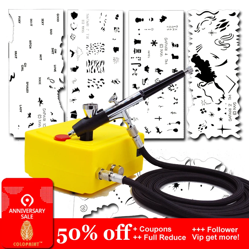 Colopaint Аэрограф Для ногтей воздушный компрессор система комплект с для дизайна
