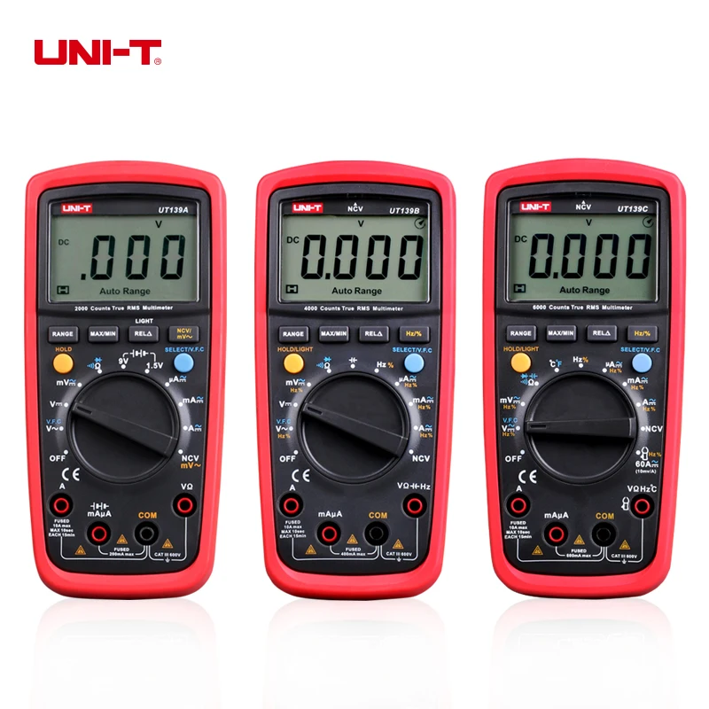 UNI-T Multimeters True RMS Multimeter Digital Display UT139 Series Test Low Pass Filter DC AC Voltage Current Temperature A/M |