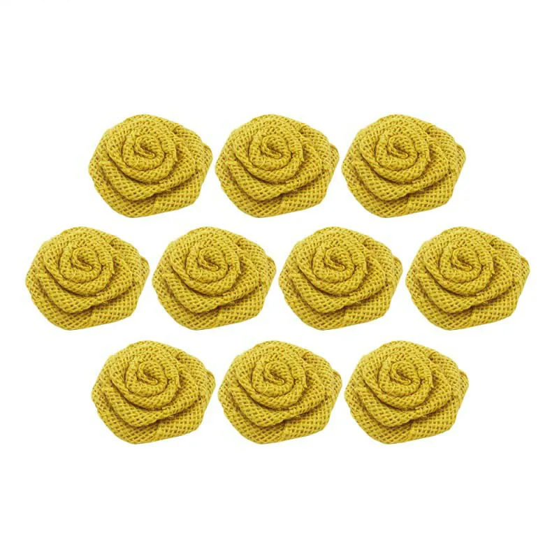10 pcs yellow Hessian джутовая Мешковина настольная дорожка стул створка букет из мешковины баннер лента из конопляной веревки для рукоделия День рождения Свадебная вечеринка украшения - Цвет: 10 pcs yellow