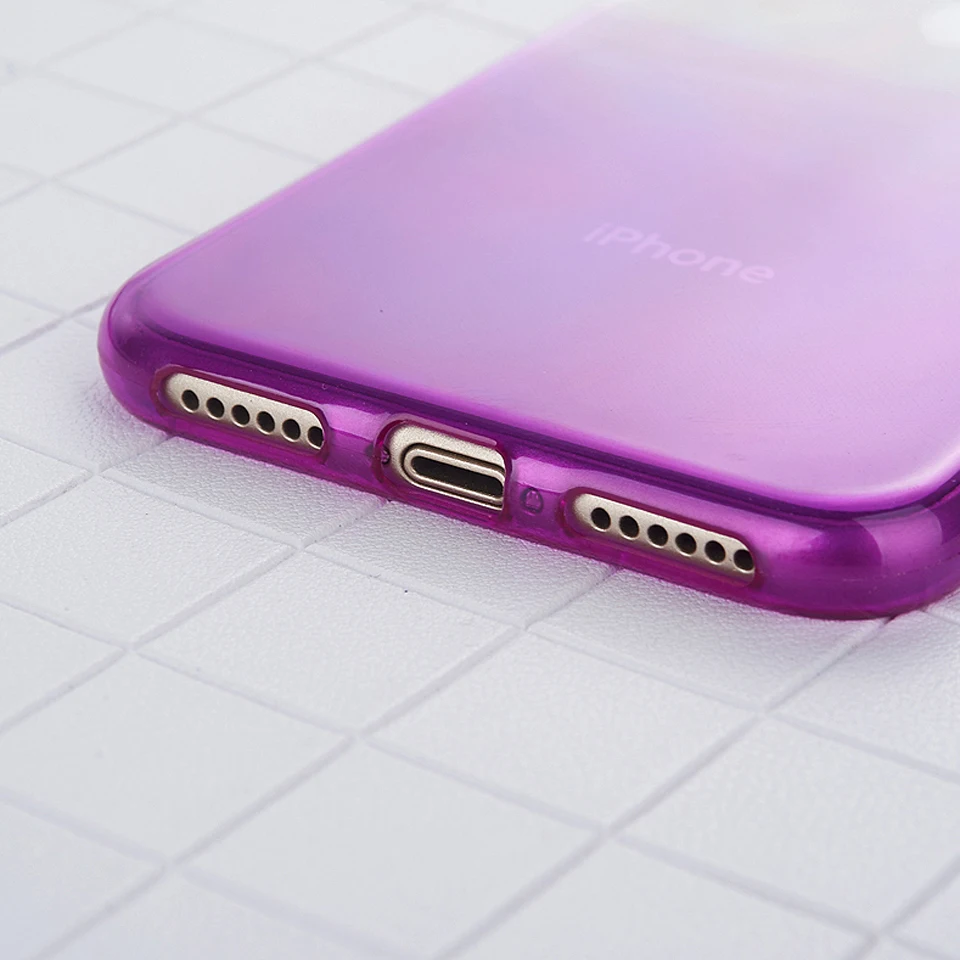 Градиентный Радужный ТПУ чехол для iphone X 6 6s 7 8 Plus LG G5 G6 G7 V10 V20 V30 K8 K10 2017 Q6 Q8