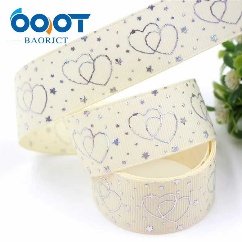 I-19326-798 OOOT BAORJCT I-19326-796, 10 ярдов 25 мм Лазерная Серебряная любовь форма напечатаны корсажная лента DIY ручной работы головные уборы свадебный подарок обёрточная бумага - Цвет: I-19326-798