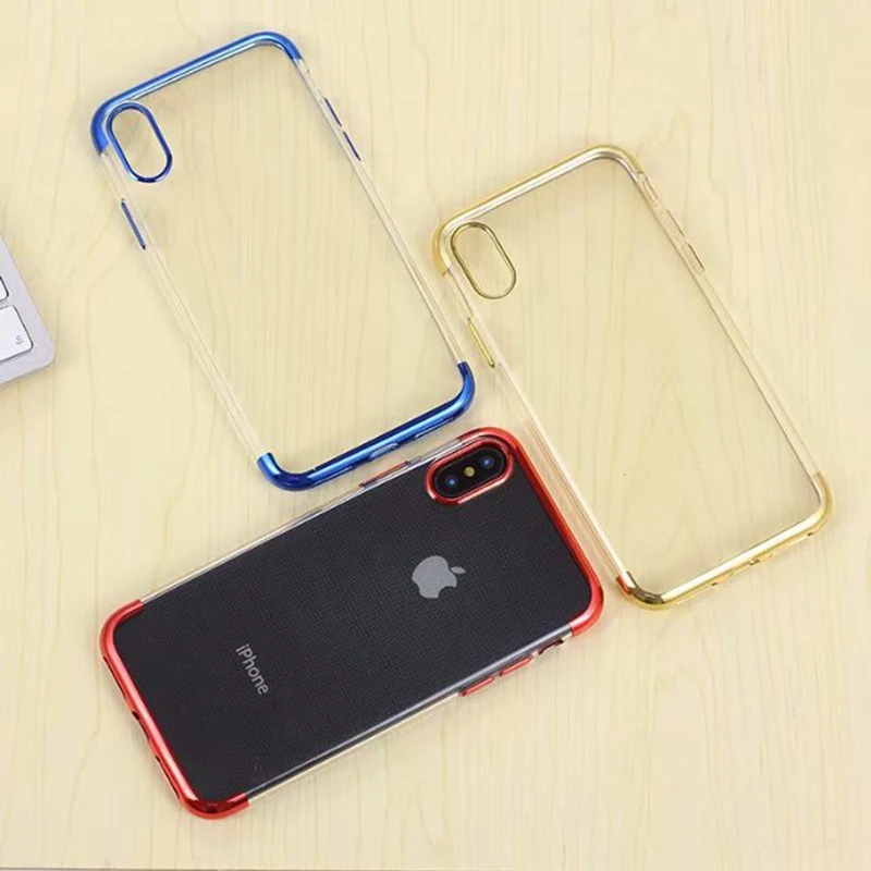 Мягкий прозрачный чехол для iPhone 10 5S 6 S Plus 7 8 с цветными краями X Xs Max Xr силиконовая