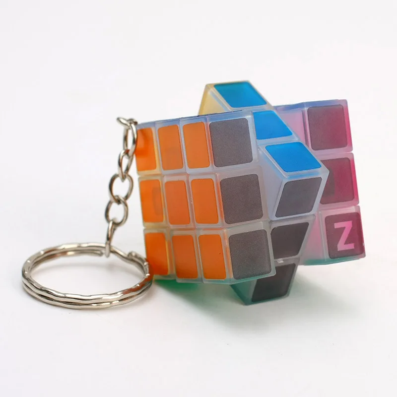 Высокое качество 3 см пластик ABS Мини 3x3x3 волшебный куб наклейки-пазлы с брелок кольцо Opp мешок Упаковка игрушки подарок