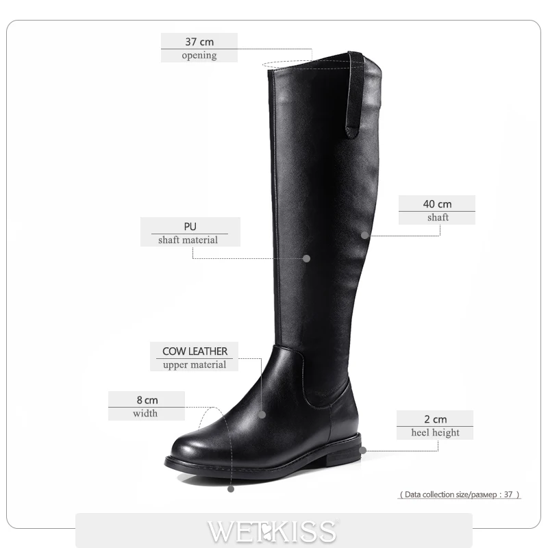Женские рыцарские сапоги WETKISS до колена из натуральной кожи на квадратном