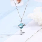 Голубая планета, 925, звездное небо, свежее серебро, цепочка для ключицы, темперамент, модное женское ожерелье SNE225