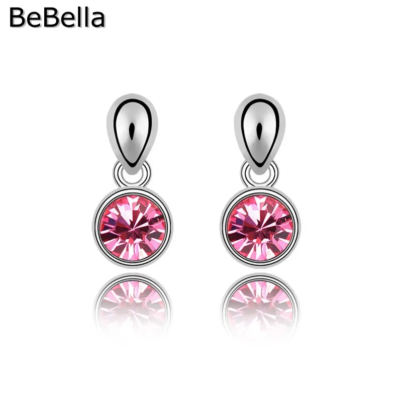 BeBella милые круглые серьги капли с чешскими кристаллами оригинальный модный бренд
