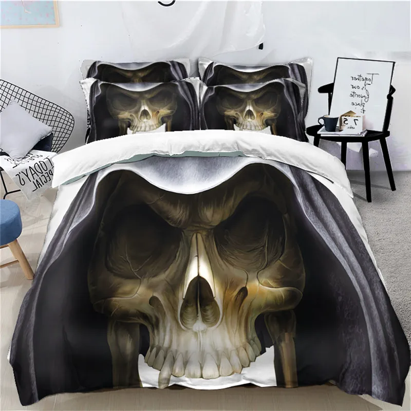 

Twin Full king Queen 3D bedding set Halloween Skeleton California king bedsheet Duvet bed cover Pillowcase parure de lit adulte