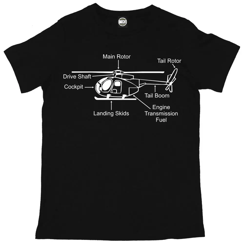 HELICOPTER DIAGRAM MENS PRINTED T-SHIRT New T Shirts Funny Tops Tee Unisex | Мужская одежда